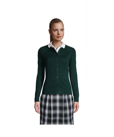 School Uniform Women's Cotton Modal Cardigan Sweater Evergreen $30.57 Sweaters