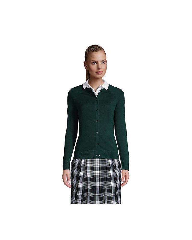 School Uniform Women's Cotton Modal Cardigan Sweater Evergreen $30.57 Sweaters