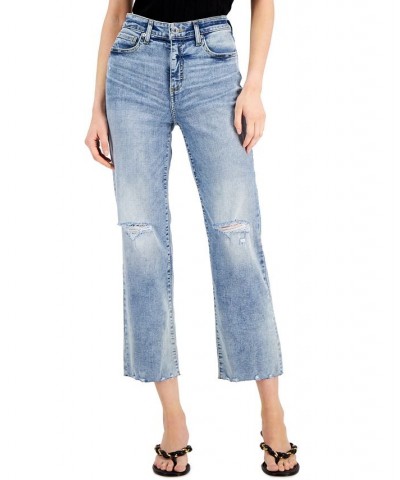 Women's High Rise Ripped Straight-Leg Jeans Light Indigo $18.87 Jeans