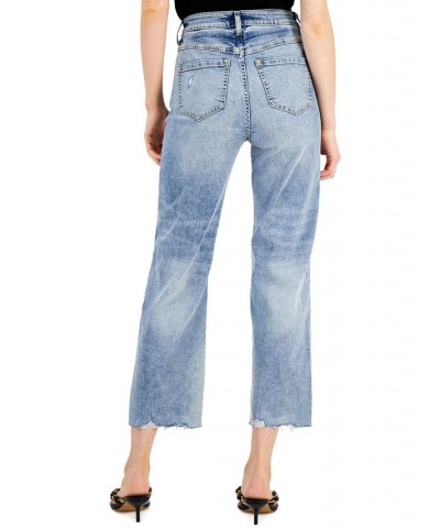 Women's High Rise Ripped Straight-Leg Jeans Light Indigo $18.87 Jeans