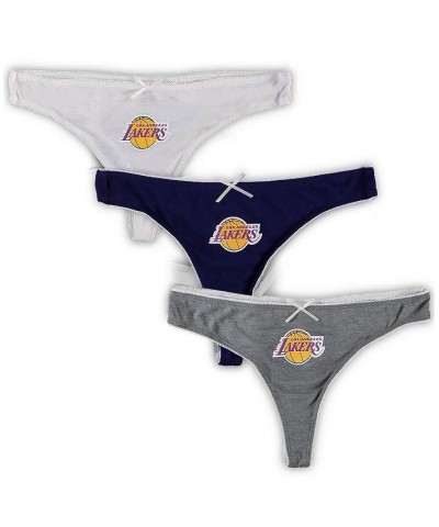 Women's Los Angeles Lakers Fall '21 Lodge Knit 3-Pack Thong Set Purple, Heathered Charcoal, White $21.60 Panty