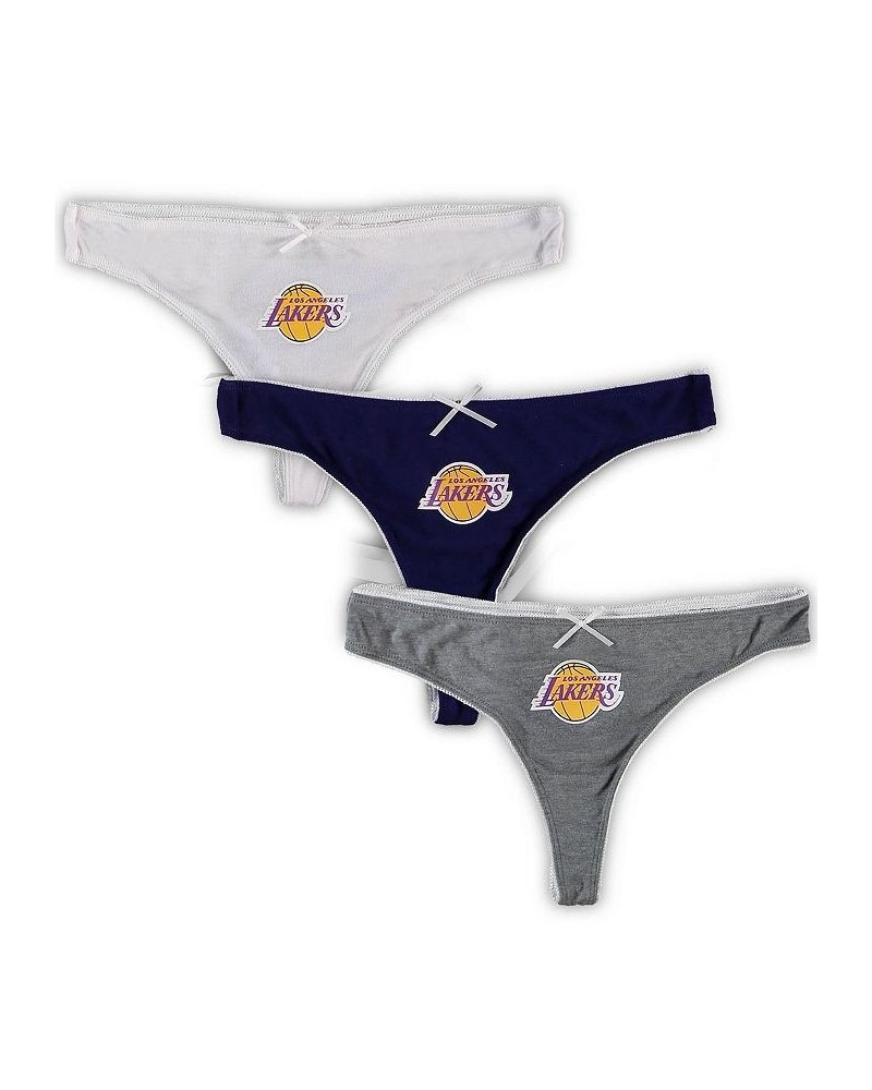 Women's Los Angeles Lakers Fall '21 Lodge Knit 3-Pack Thong Set Purple, Heathered Charcoal, White $21.60 Panty