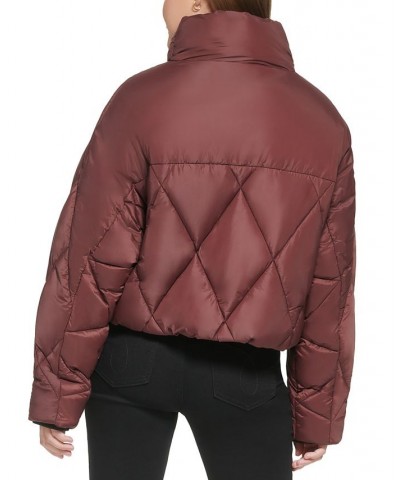 Women's Zip-Front Puff Jacket Brown $38.14 Jackets