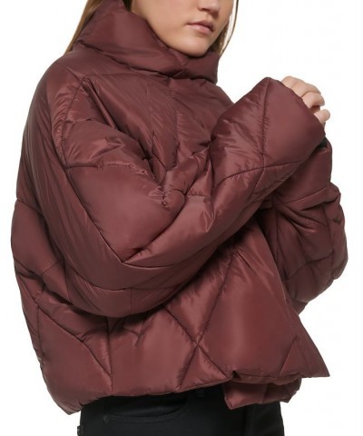 Women's Zip-Front Puff Jacket Brown $38.14 Jackets