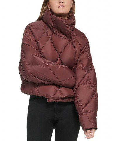 Women's Zip-Front Puff Jacket Brown $38.14 Jackets