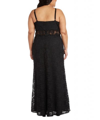 Trendy Plus Size Lace Corset Gown Black $50.88 Dresses