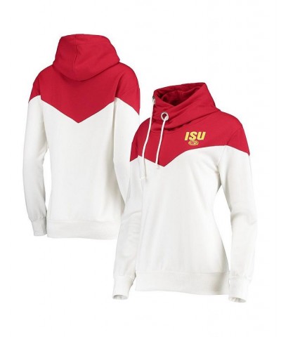 Women's Iowa State Cyclones Old School Arrow Blocked Cowl Neck Tri-Blend Pullover Hoodie White, Crimson $27.95 Sweatshirts