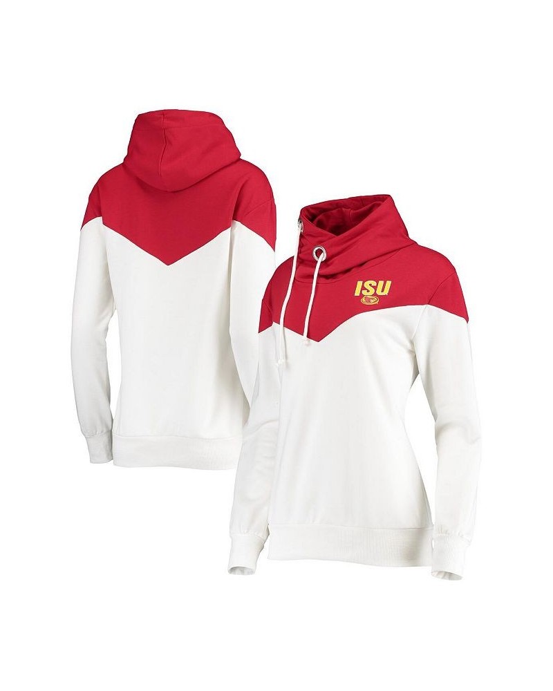 Women's Iowa State Cyclones Old School Arrow Blocked Cowl Neck Tri-Blend Pullover Hoodie White, Crimson $27.95 Sweatshirts