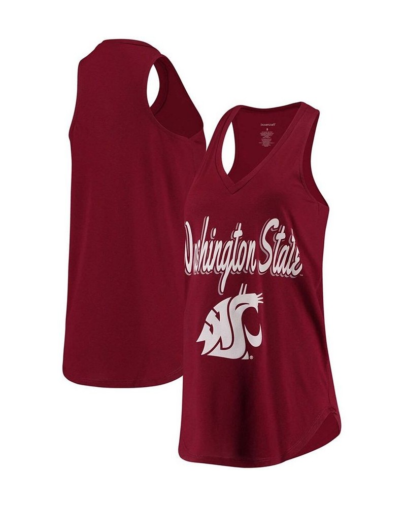 Women's Crimson Washington State Cougars At Ease V-Neck Tank Top Crimson $16.10 Tops