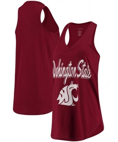 Women's Crimson Washington State Cougars At Ease V-Neck Tank Top Crimson $16.10 Tops