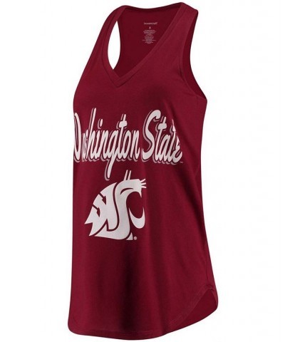 Women's Crimson Washington State Cougars At Ease V-Neck Tank Top Crimson $16.10 Tops