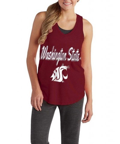 Women's Crimson Washington State Cougars At Ease V-Neck Tank Top Crimson $16.10 Tops