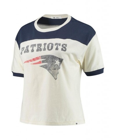 Women's Cream and Navy New England Patriots Billie Cropped T-shirt Cream, Navy $15.54 Tops