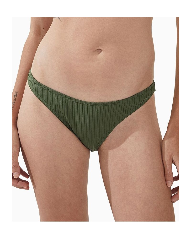 Women's High-Side Brazilian Seamed Bikini Bottoms Green $16.80 Swimsuits