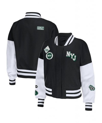 Women's Black White New York Jets Full-Zip Varsity Jacket Black, White $40.80 Jackets