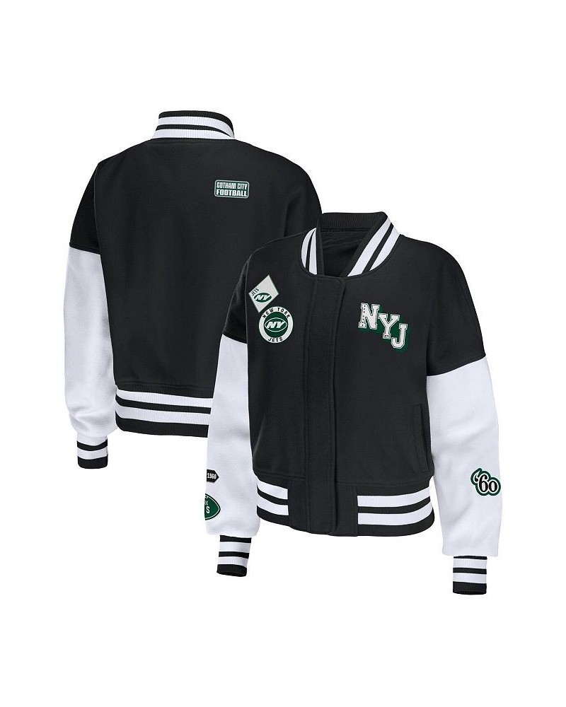 Women's Black White New York Jets Full-Zip Varsity Jacket Black, White $40.80 Jackets