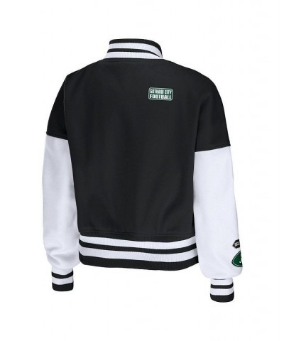 Women's Black White New York Jets Full-Zip Varsity Jacket Black, White $40.80 Jackets