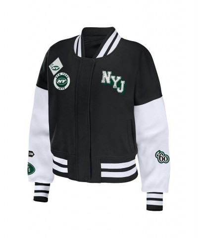 Women's Black White New York Jets Full-Zip Varsity Jacket Black, White $40.80 Jackets