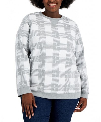 Plus Size Printed Sweatshirt Gray $10.99 Sweatshirts