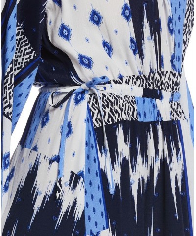 Plus Size Batik Print Long Raglan Sleeve Handkerchief Dress Dazzling Blue $50.66 Dresses