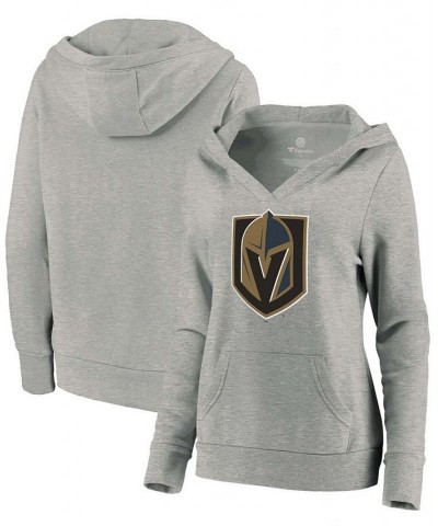 Plus Size Gray Vegas Golden Knights Primary Logo V-Neck Pullover Hoodie Gray $40.49 Sweatshirts