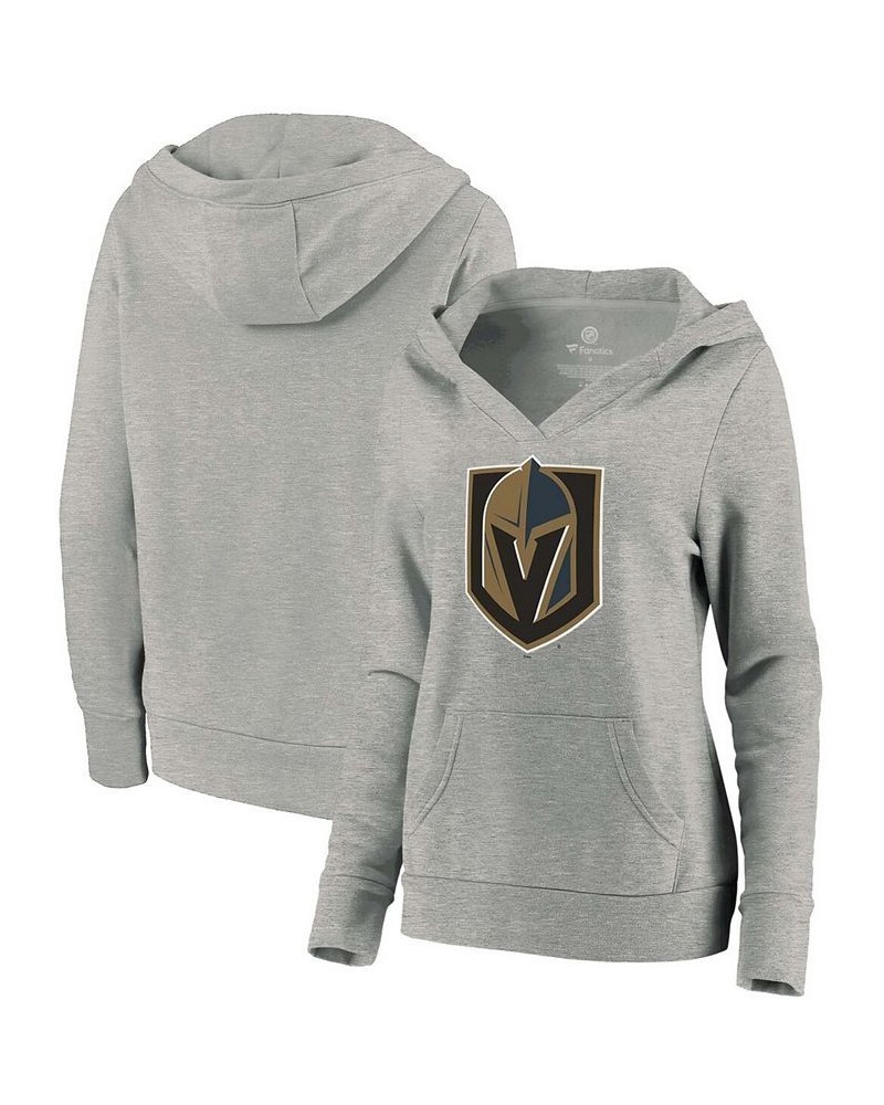 Plus Size Gray Vegas Golden Knights Primary Logo V-Neck Pullover Hoodie Gray $40.49 Sweatshirts