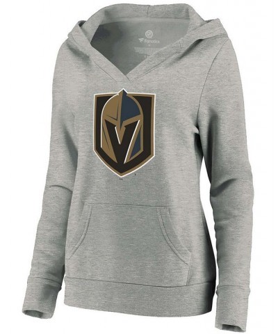 Plus Size Gray Vegas Golden Knights Primary Logo V-Neck Pullover Hoodie Gray $40.49 Sweatshirts