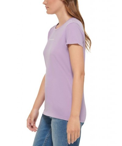 Calvin Klein Women’s Cotton Iconic Logo T-Shirt Purple $16.65 Tops