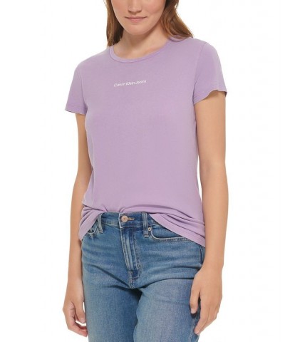 Calvin Klein Women’s Cotton Iconic Logo T-Shirt Purple $16.65 Tops