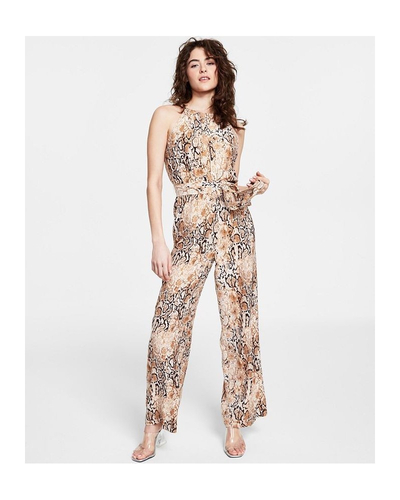 Women's Sleeveless Snake-Print Jumpsuit Barley Field Multi $42.84 Pants