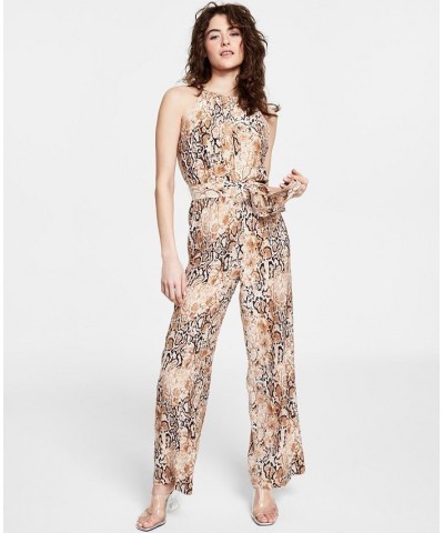 Women's Sleeveless Snake-Print Jumpsuit Barley Field Multi $42.84 Pants