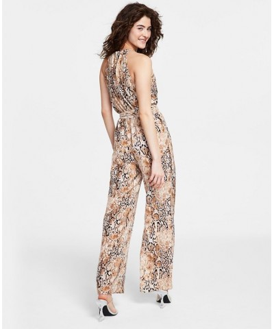 Women's Sleeveless Snake-Print Jumpsuit Barley Field Multi $42.84 Pants