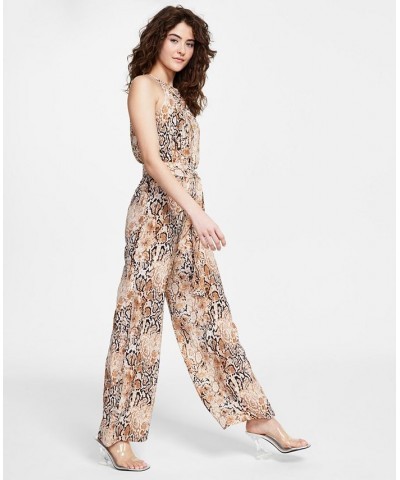 Women's Sleeveless Snake-Print Jumpsuit Barley Field Multi $42.84 Pants