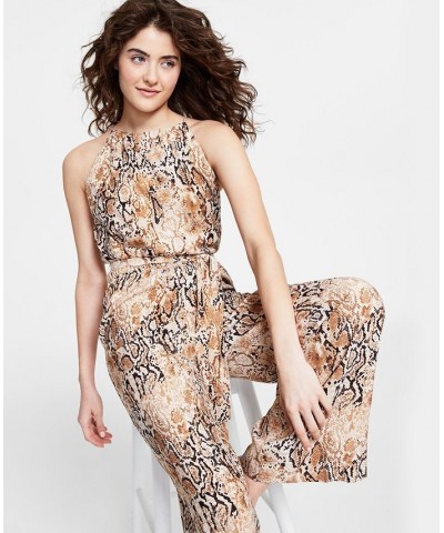 Women's Sleeveless Snake-Print Jumpsuit Barley Field Multi $42.84 Pants