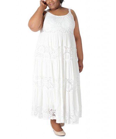 Plus Size Sleeveless Tiered Lace Maxi Dress Ivory $44.55 Dresses