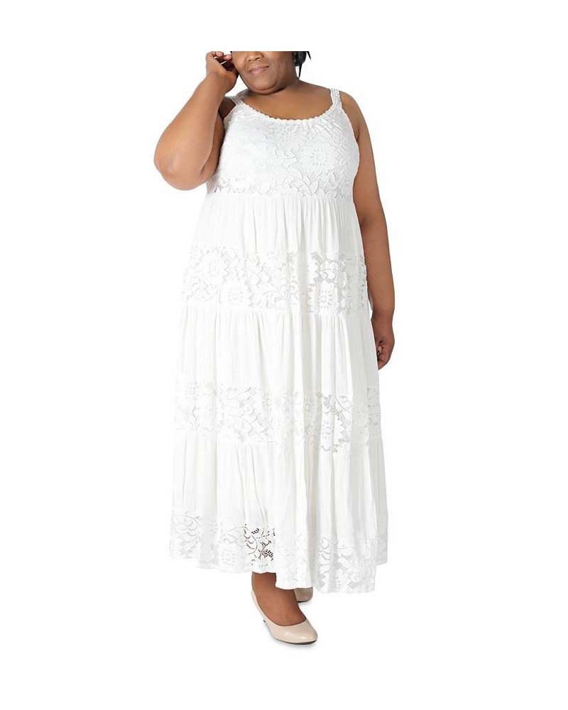 Plus Size Sleeveless Tiered Lace Maxi Dress Ivory $44.55 Dresses