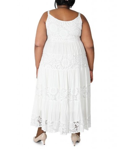 Plus Size Sleeveless Tiered Lace Maxi Dress Ivory $44.55 Dresses