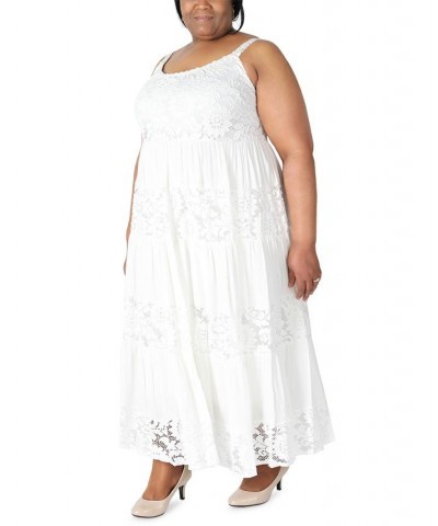 Plus Size Sleeveless Tiered Lace Maxi Dress Ivory $44.55 Dresses