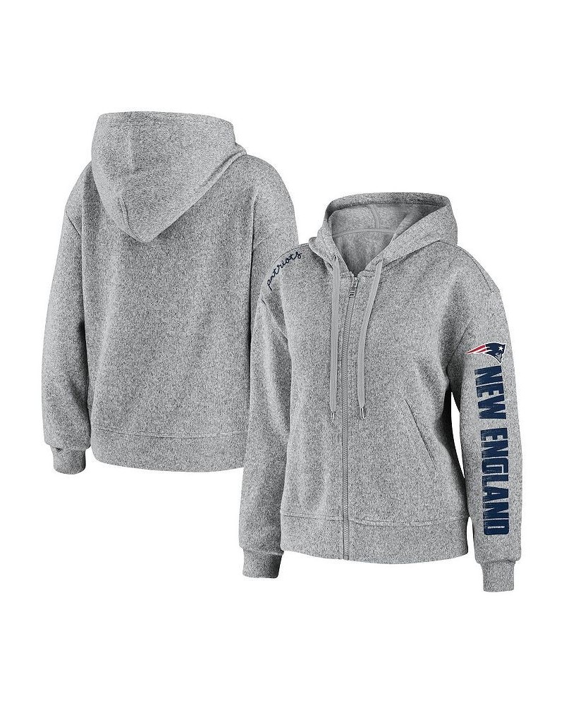 Women's Heathered Gray New England Patriots Full-Zip Hoodie Heathered Gray $39.41 Sweatshirts