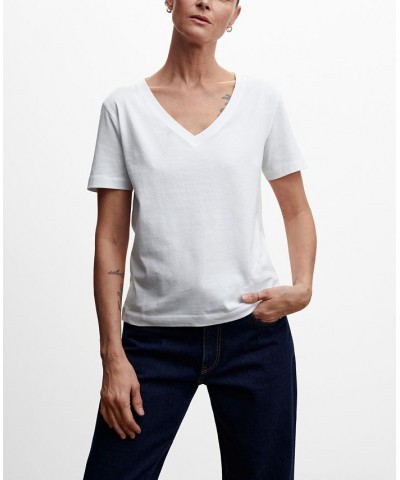 Women's Essential Cotton-Blend T-shirt White $13.77 Tops