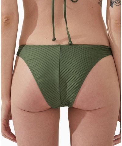 Women's High-Side Brazilian Seamed Bikini Bottoms Green $16.80 Swimsuits