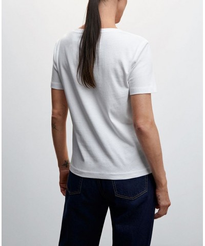 Women's Essential Cotton-Blend T-shirt White $13.77 Tops