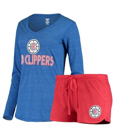 Women's Red Royal LA Clippers Long Sleeve T-shirt and Shorts Sleep Set Red, Royal $35.00 Pajama