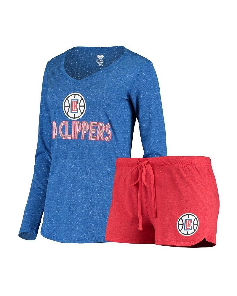 Women's Red Royal LA Clippers Long Sleeve T-shirt and Shorts Sleep Set Red, Royal $35.00 Pajama