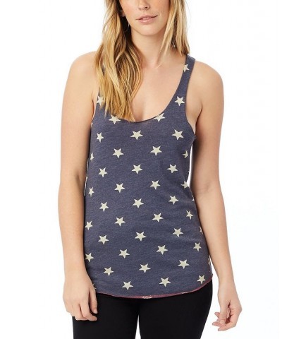 Women's Meegs Racer Tank Top Blue $14.40 Tops