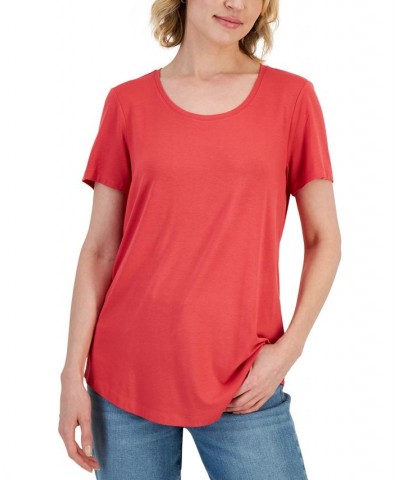 Scoop-Neck T-Shirt Red $9.81 Tops