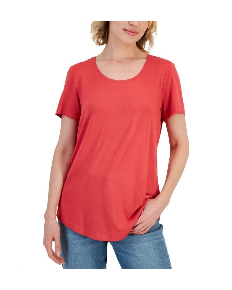 Scoop-Neck T-Shirt Red $9.81 Tops