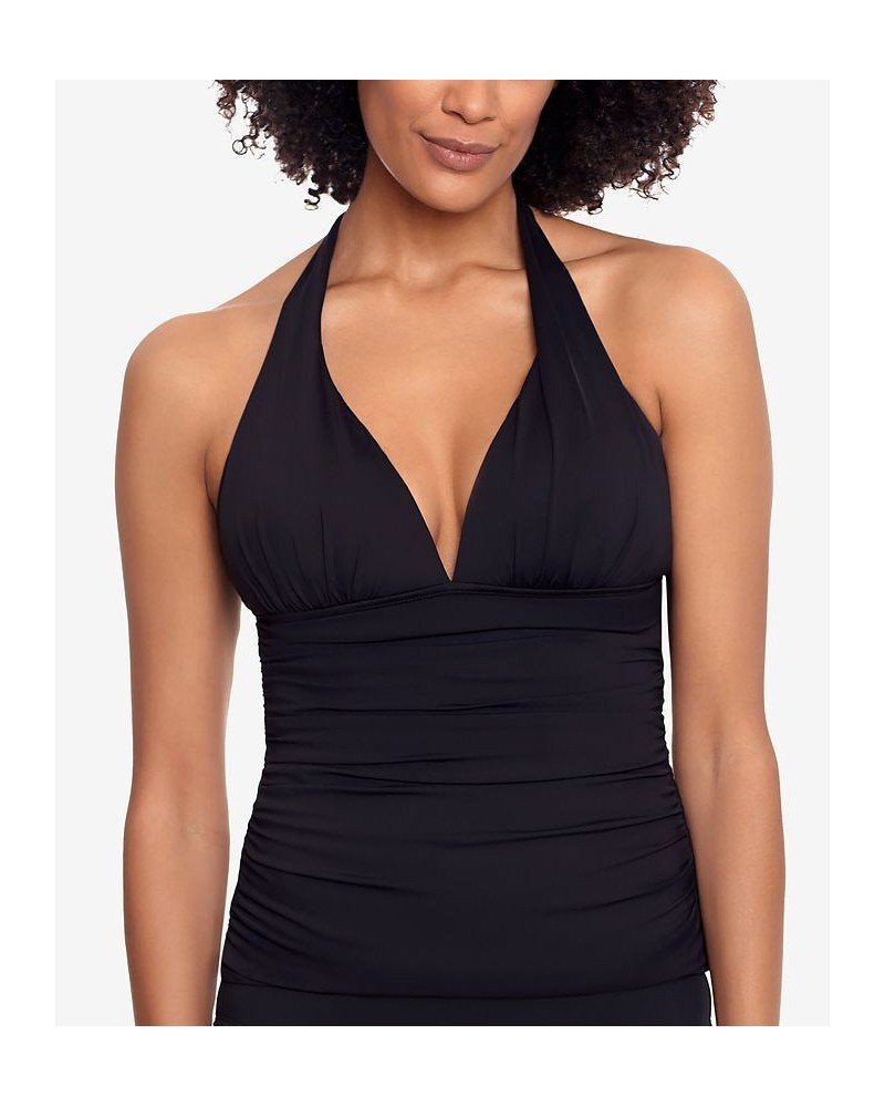 Beach Club Solid Molded Cup Halter Tankini Top Black $36.72 Swimsuits