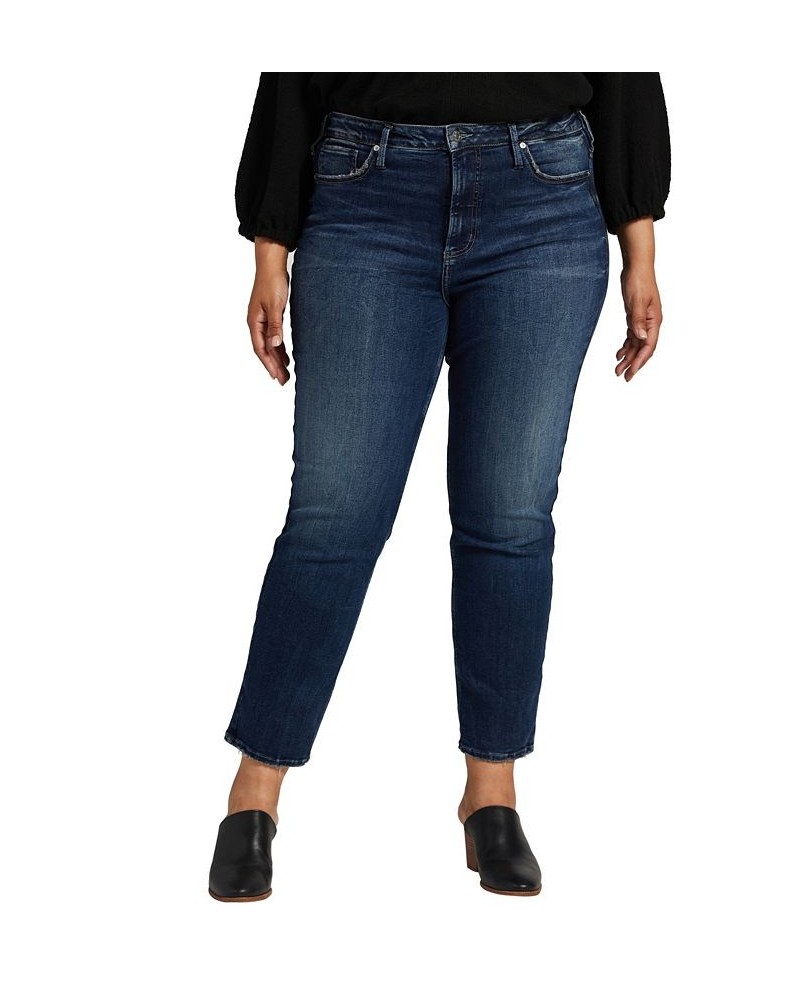 Plus Size Infinite Fit ONE SIZE FITS FOUR High Rise Straight Leg Jeans Indigo $20.32 Jeans