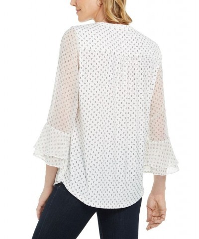 Petite Printed Pintuck Top White $25.51 Tops